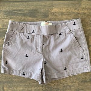 J.Crew Women’s Chino Broken-In Shorts 6 Anchor Print Pattern Embroidered